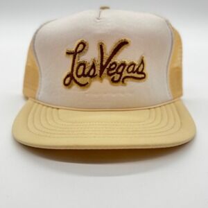 Vintage Winner Las Vegas Trucker Hat Tan Mesh Snapback Souvenir Cap OSFA